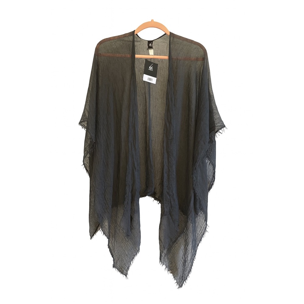 Echo NWT Charcoal Gray Gauze Silk Scarf / Wrap with Fringe MSRP $49